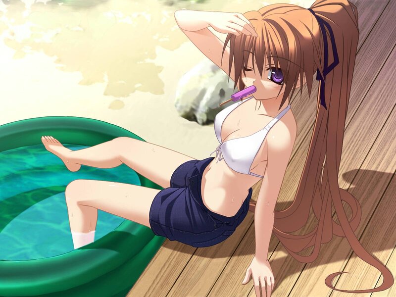 Anime Girl in Pool — Brown