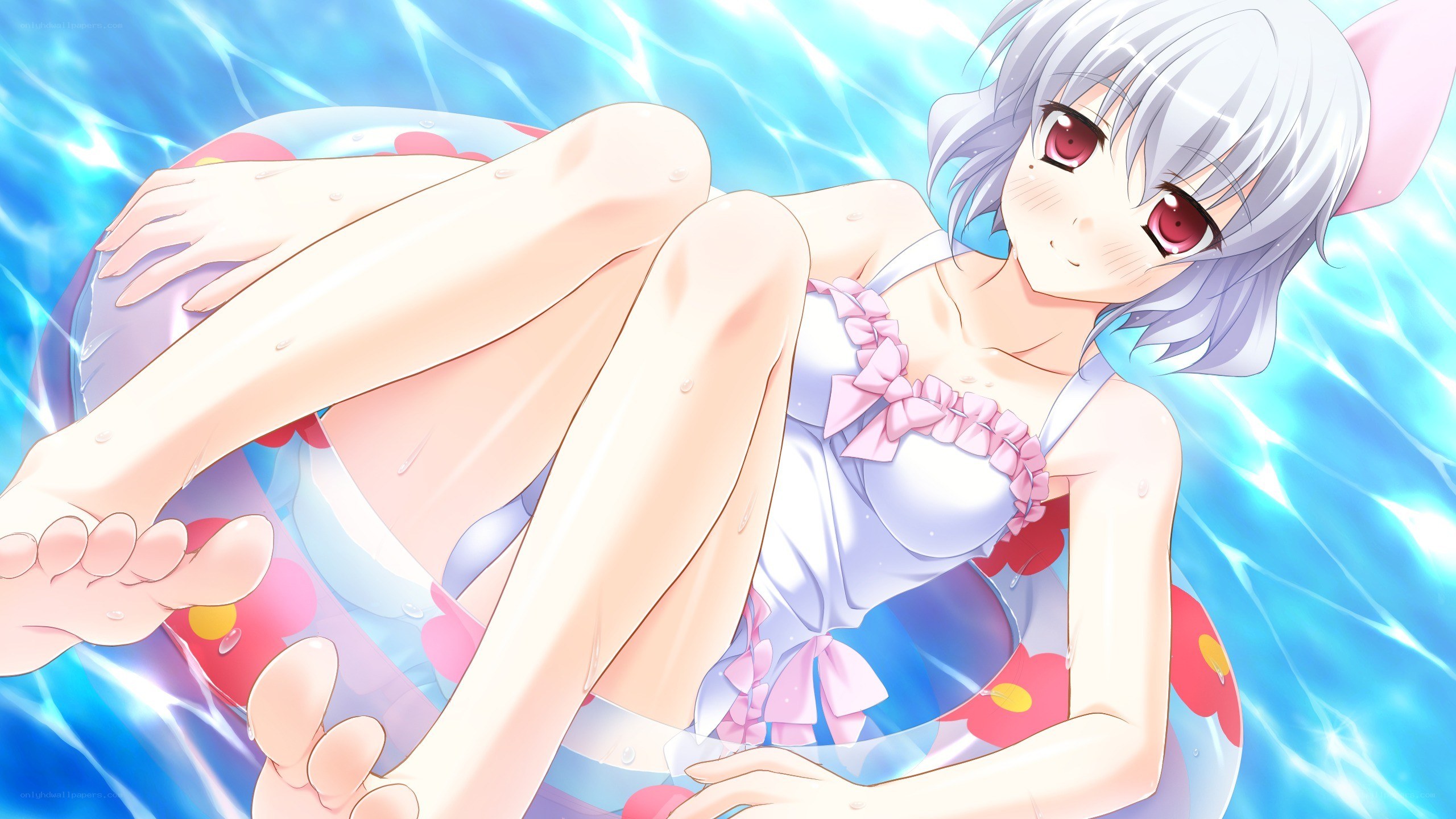 anime girl in pool float