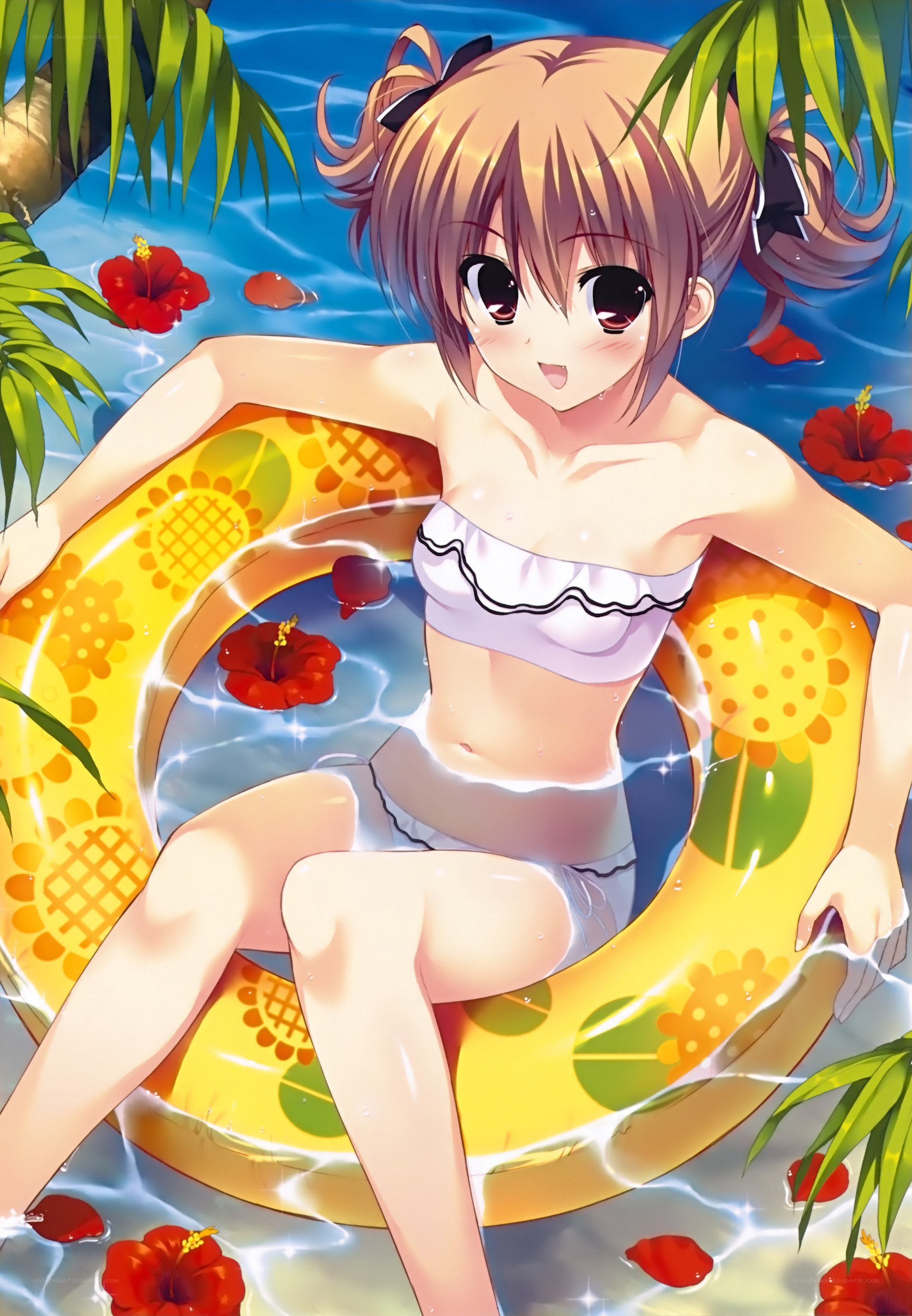 Anime girl in pool float