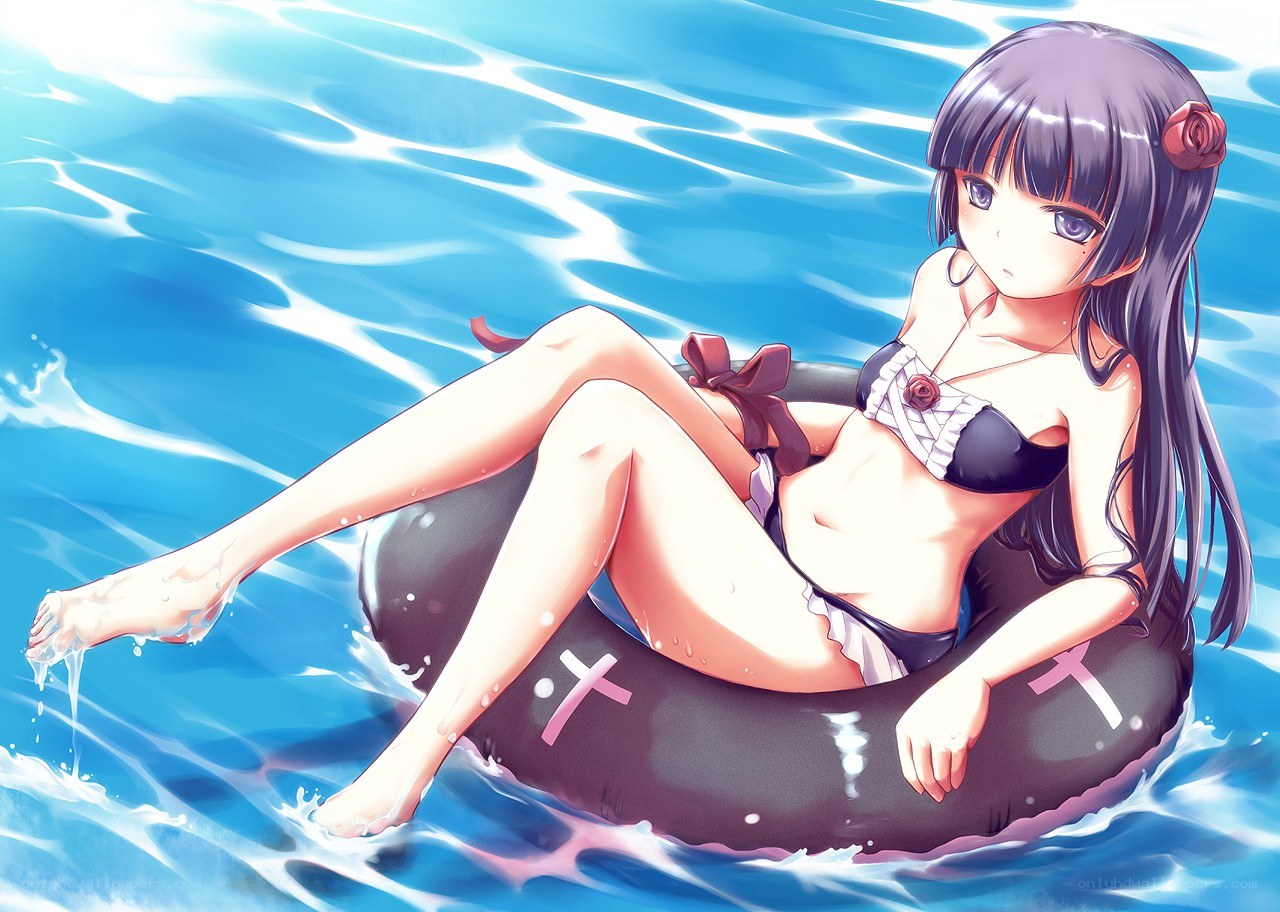 anime girl in pool float
