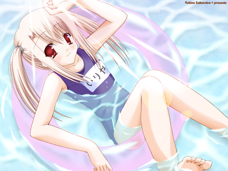 anime girl in pool float