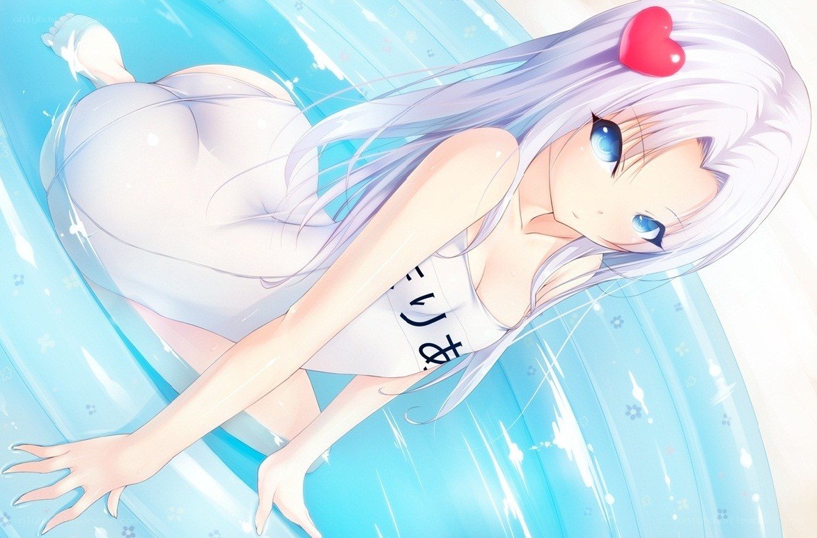 anime girl in pool float