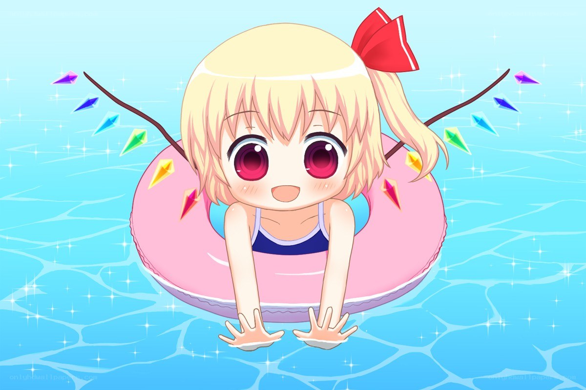 anime girl in pool float