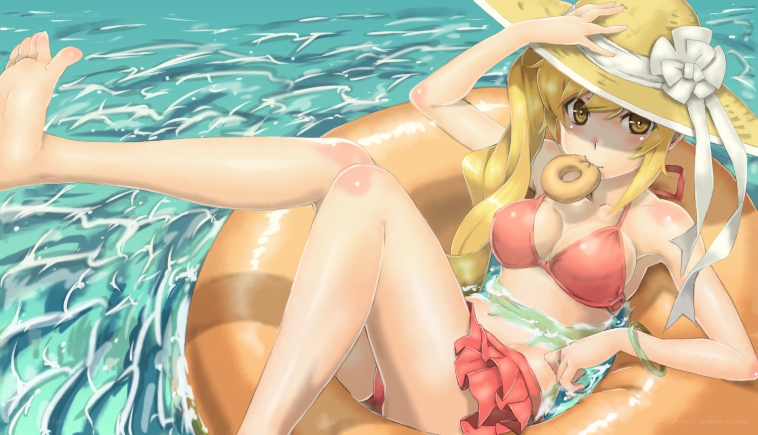 anime girl in pool float