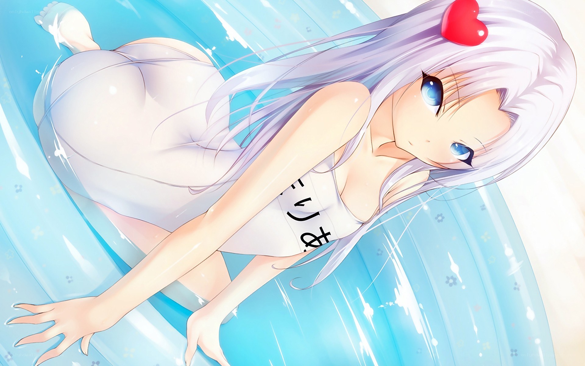anime girl in pool float