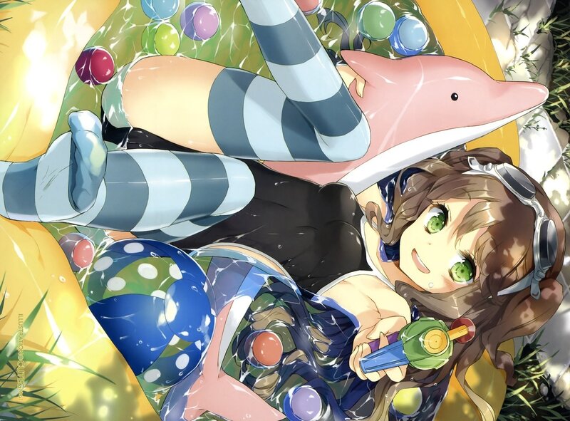 Anime Girl in Pool — Yellow