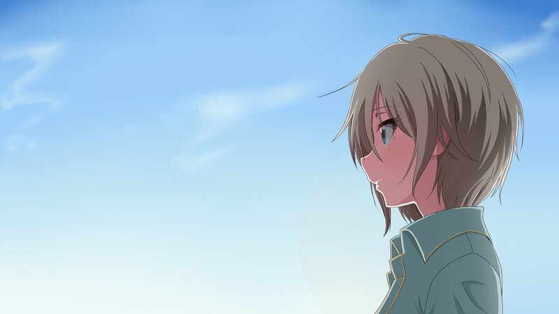 Anime Girl in Profile — Blue, Serene