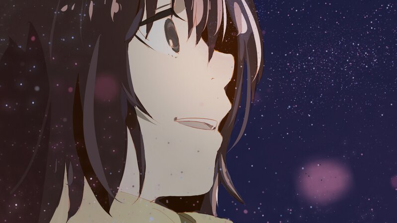 Anime Girl in Profile — Purple, Serene