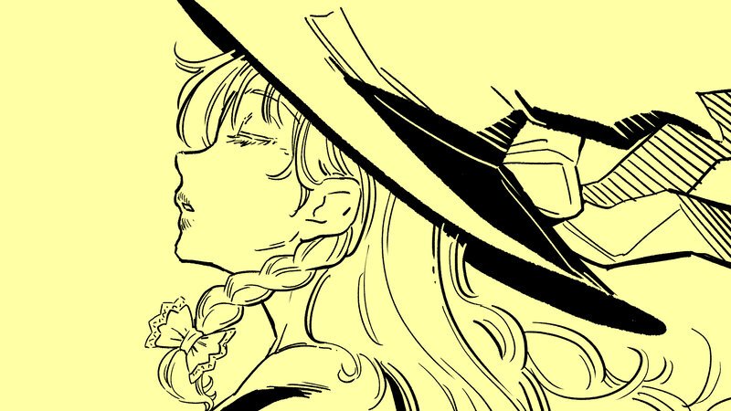 Anime Girl in Profile — Yellow, Dramatic