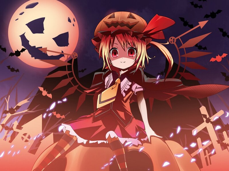 Anime Girl in Pumpkin Costume — Red