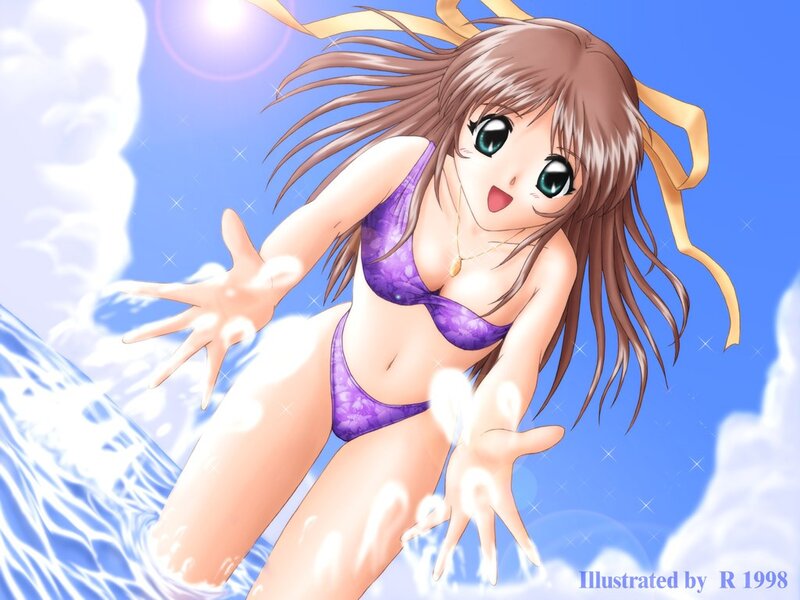anime girl in purple bikini