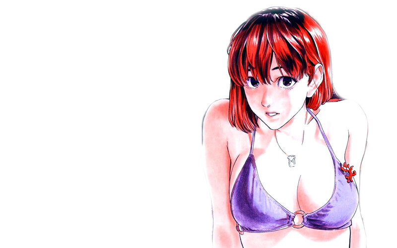 anime girl in purple bikini