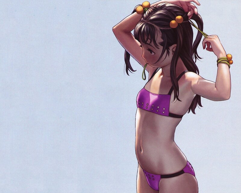 anime girl in purple bikini