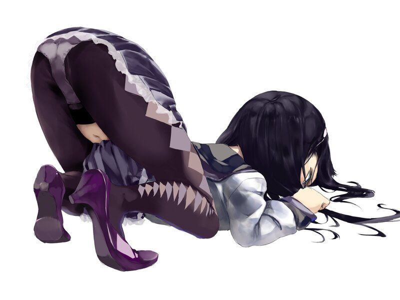 anime girl in purple boots