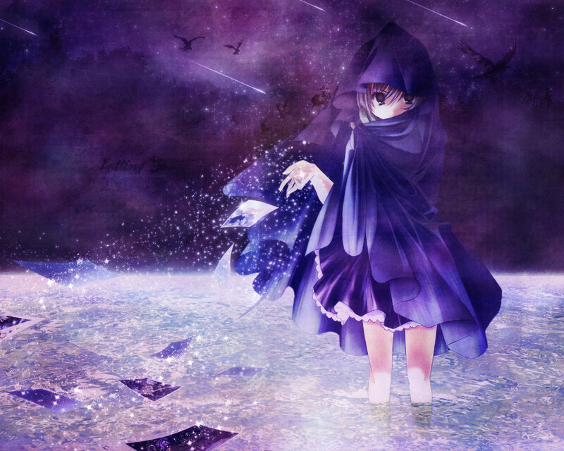 Anime Girl in Purple Cloak — Dramatic