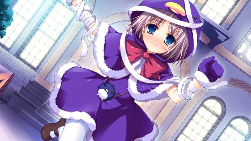 anime girl in purple coat