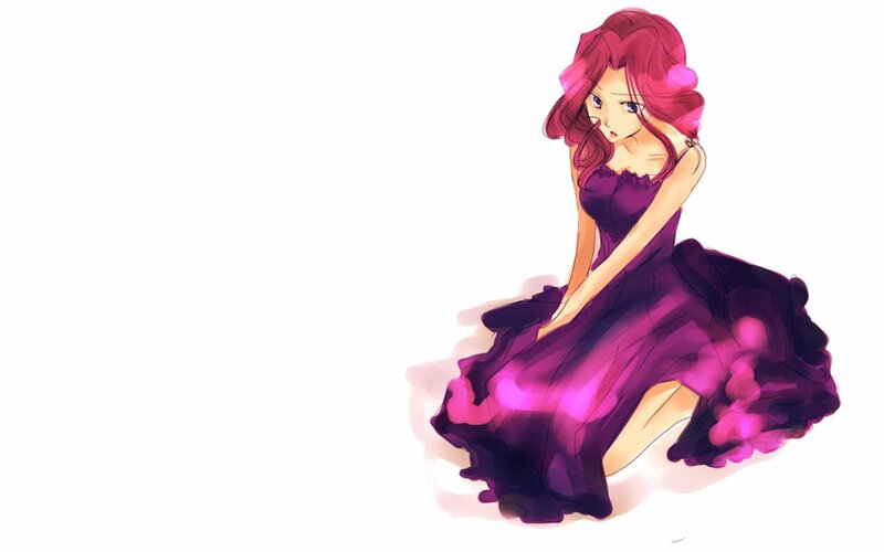 anime girl in purple dress