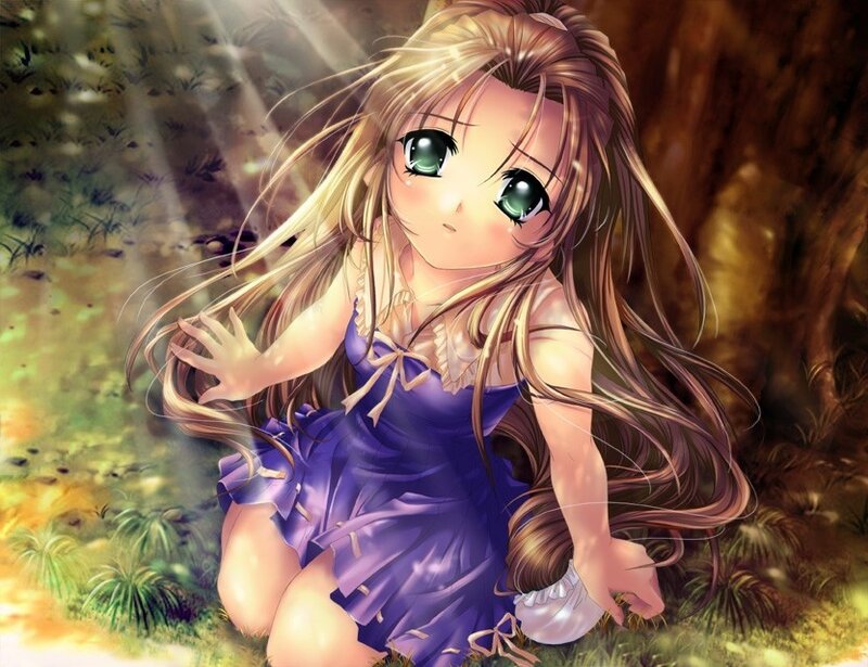anime girl in purple dress