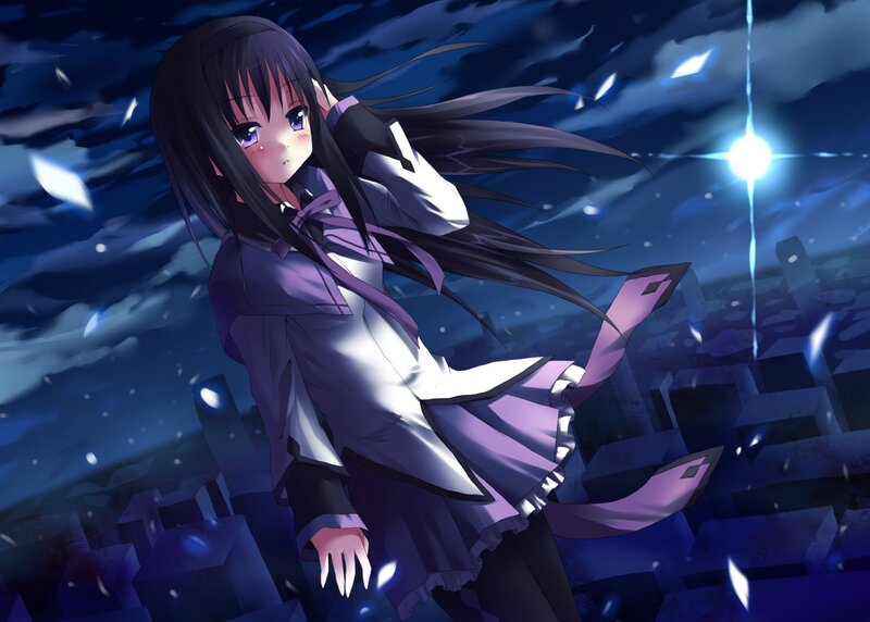 anime girl in purple dress