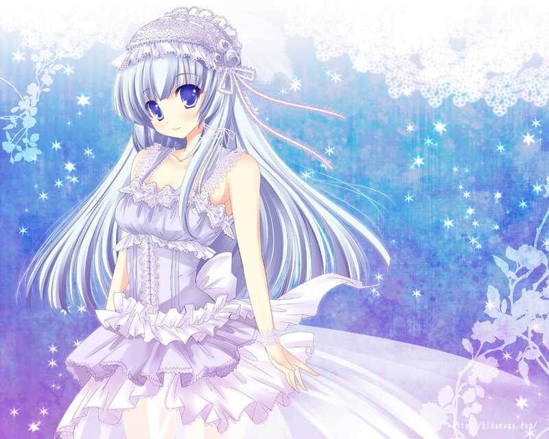 anime girl in purple dress