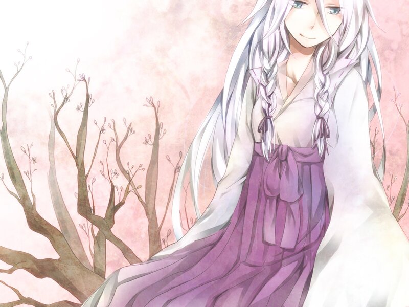anime girl in purple dress