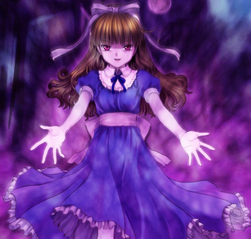 anime girl in purple dress