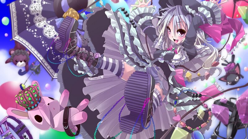 anime girl in purple dress