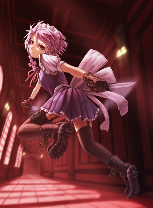 anime girl in purple dress