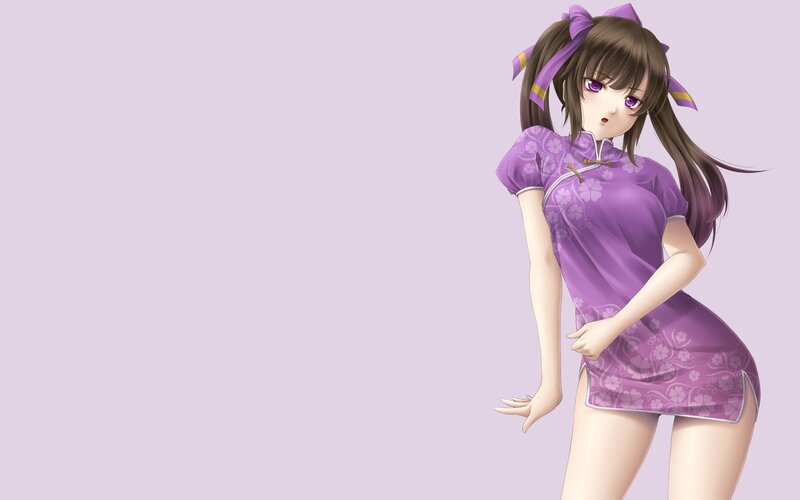 anime girl in purple dress