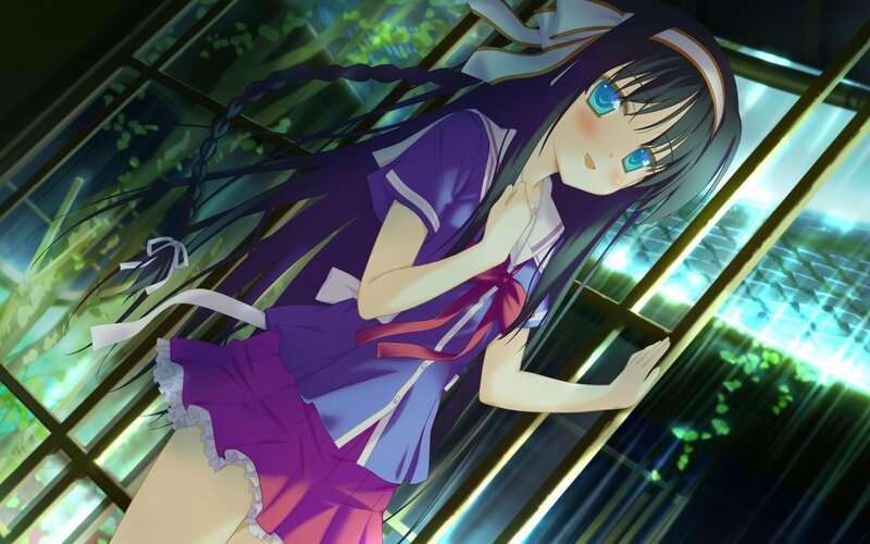 anime girl in purple dress