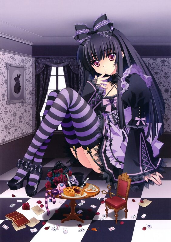 anime girl in purple dress