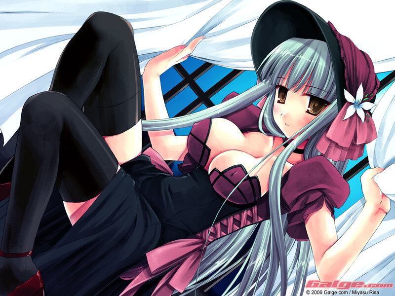anime girl in purple dress