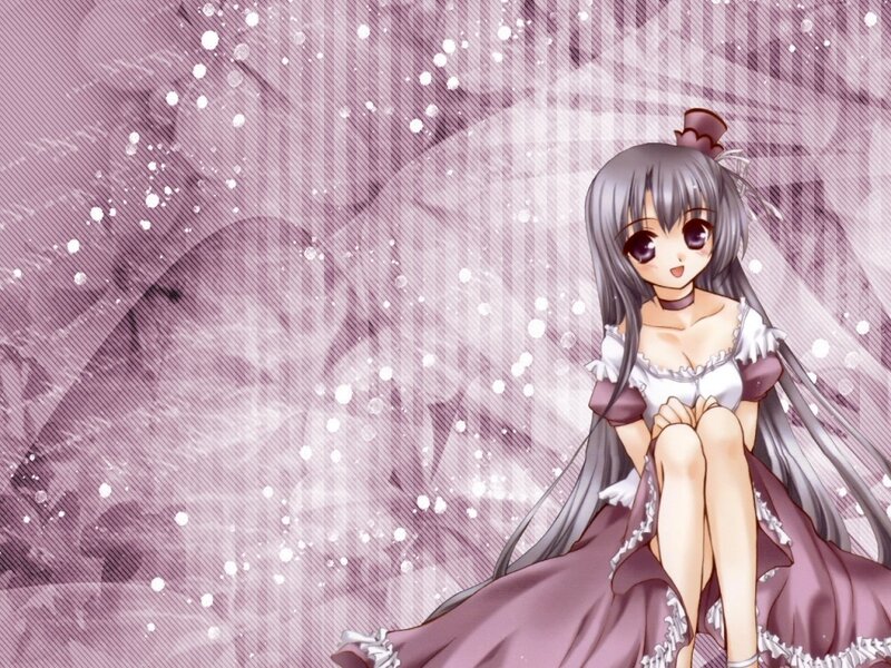 anime girl in purple dress
