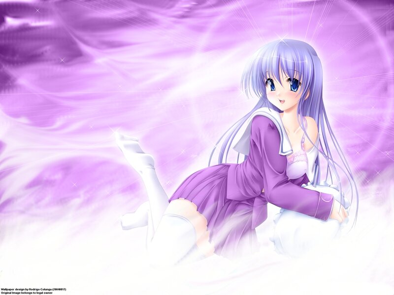 anime girl in purple dress