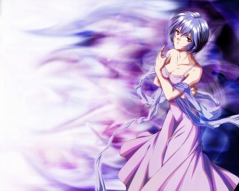 anime girl in purple dress