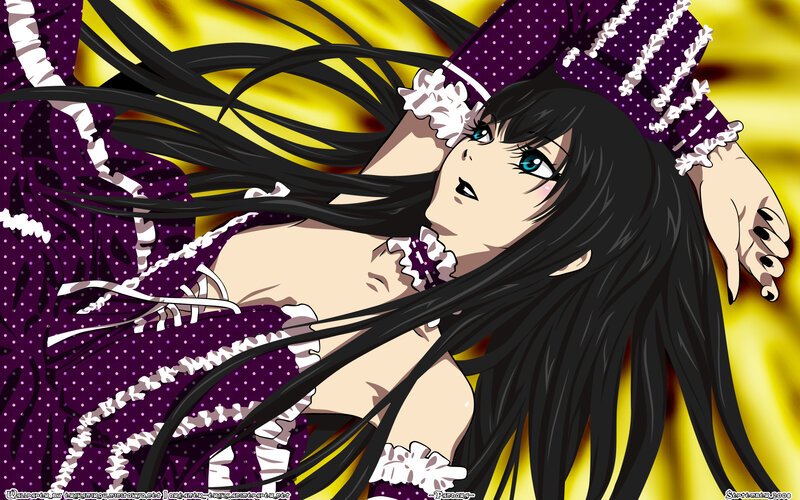 anime girl in purple dress