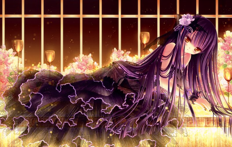anime girl in purple dress