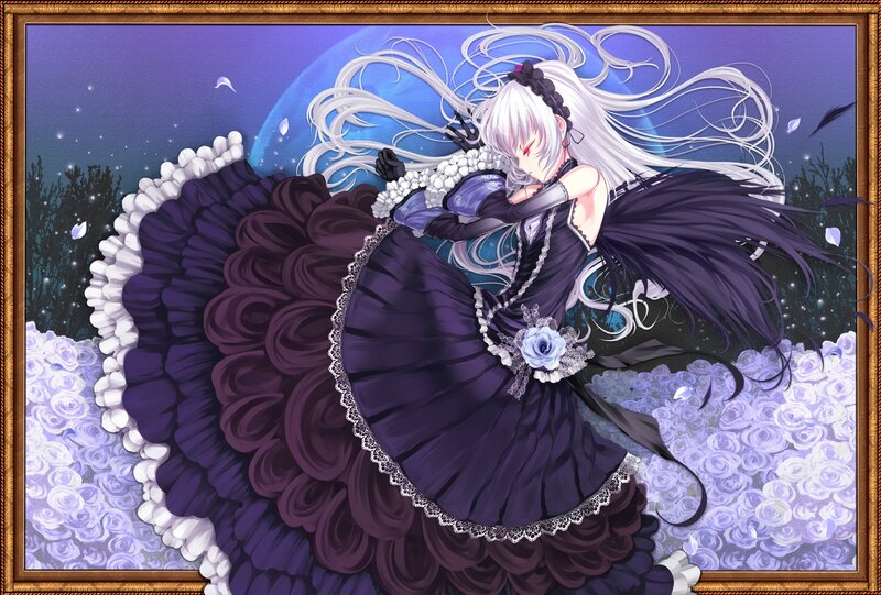 anime girl in purple dress