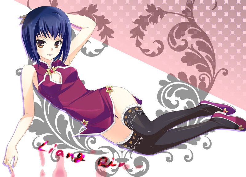Anime girl in purple dress