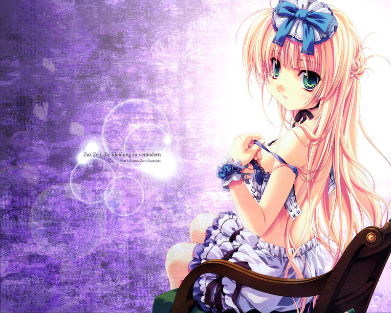 anime girl in purple dress