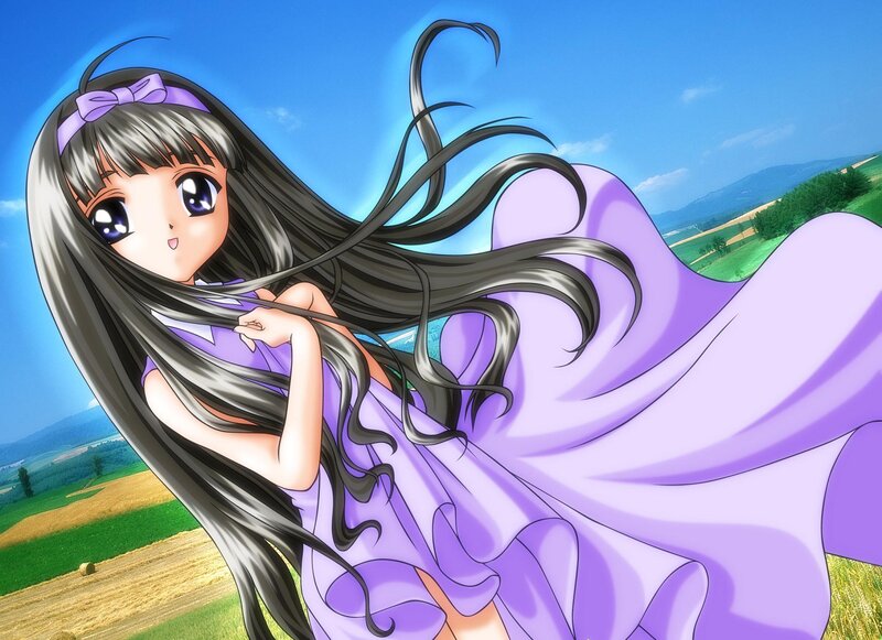 anime girl in purple dress