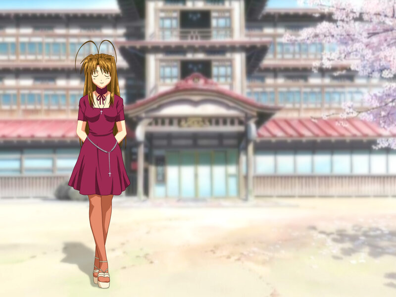 anime girl in purple dress