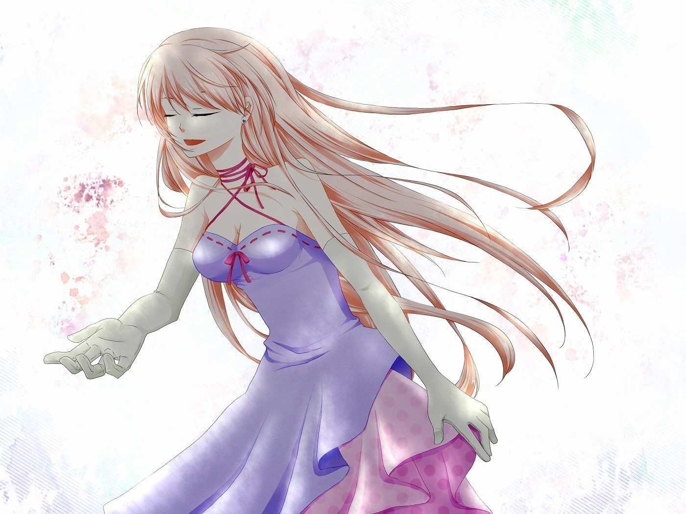 anime girl in purple dress