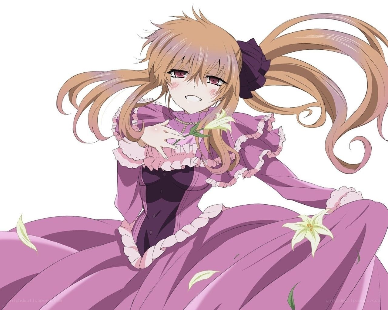 anime girl in purple dress