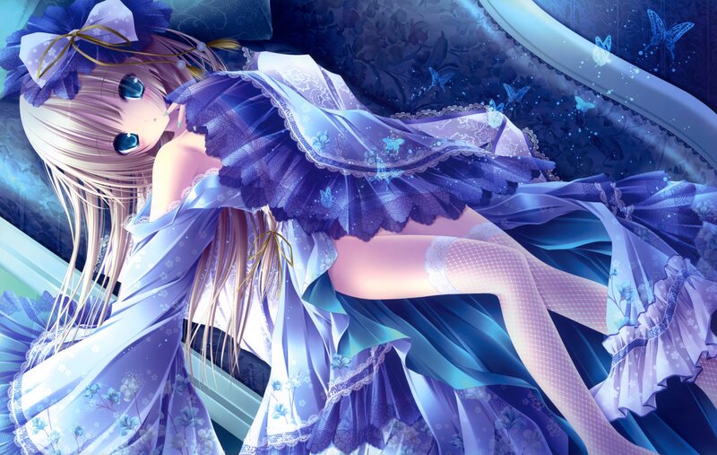 anime girl in purple dress