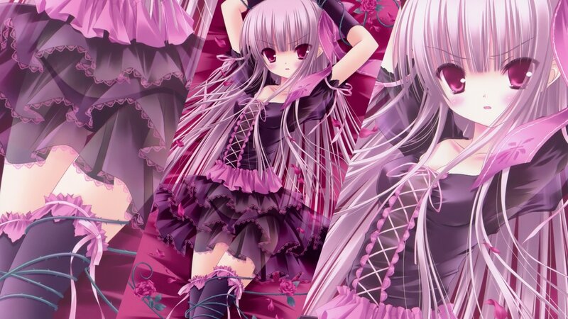 anime girl in purple dress