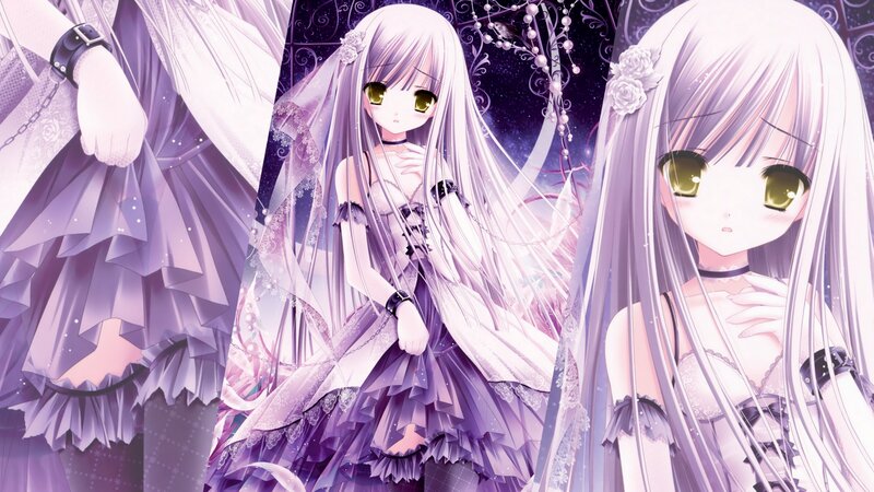 anime girl in purple dress