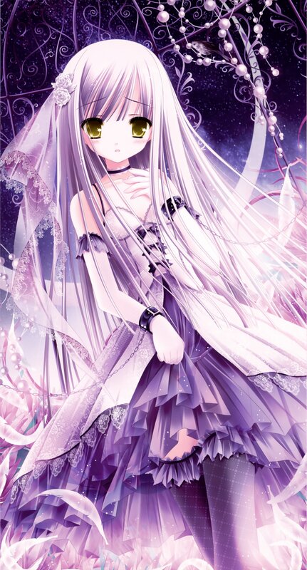 anime girl in purple dress