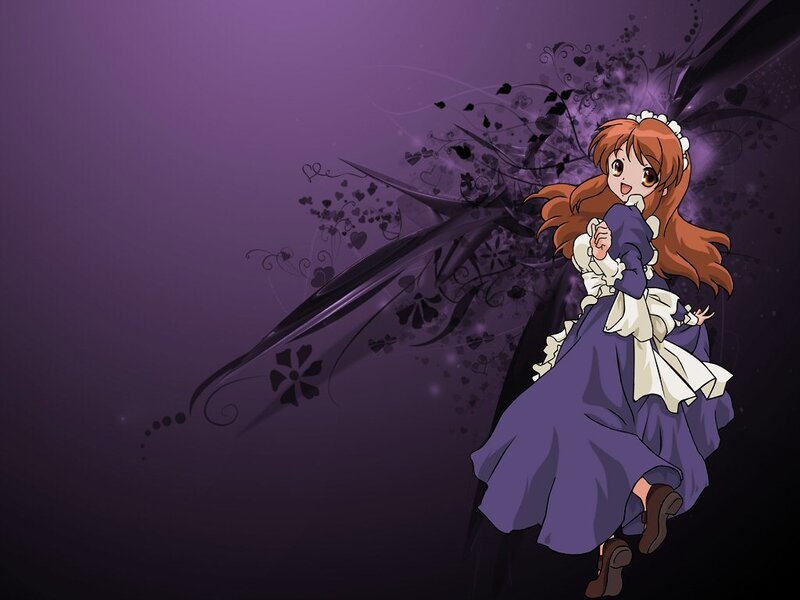 anime girl in purple dress