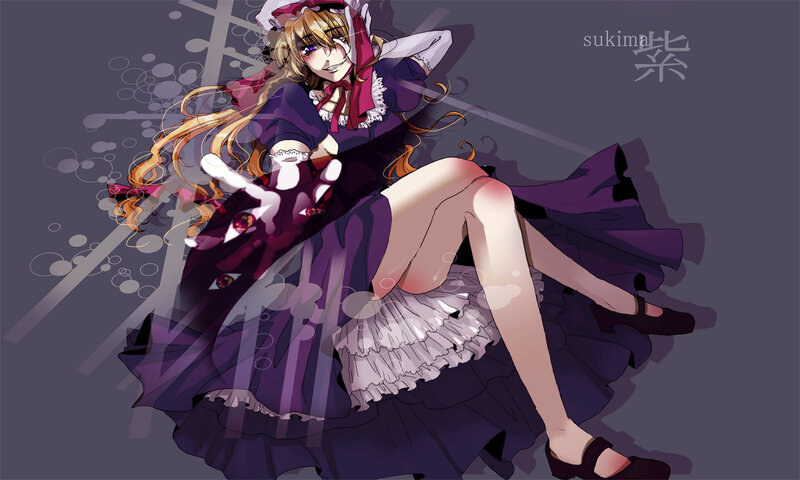 anime girl in purple dress